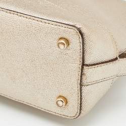 Pre Owned Coach Metallic Gold Leather Mini Sierra Satchel