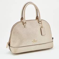 Pre Owned Coach Metallic Gold Leather Mini Sierra Satchel