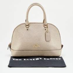 Pre Owned Coach Metallic Gold Leather Mini Sierra Satchel