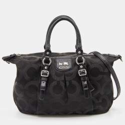Pre Owned Coach Black Fabric and Leather Madison Juliette Satchel 