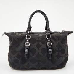 Pre Owned Coach Black Fabric and Leather Madison Juliette Satchel 
