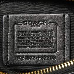 Coach Black/Brown Signature Coated Canvas And Leather Boston Bag