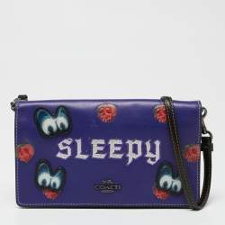 Pre Owned Coach x Disney Purple/Black Leather A Dark Fairy Tale Sleepy Crossbody Bag