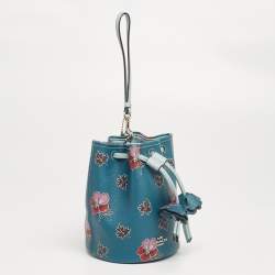 Coach Multicolor Printed Coated Canvas Wristlet Bucket Bag