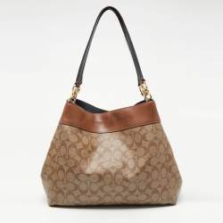 Pre Owned Coach Brown/Beige  Signature Coated Canvas And Leather Edie 31 Bag