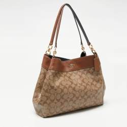 Pre Owned Coach Brown/Beige  Signature Coated Canvas And Leather Edie 31 Bag