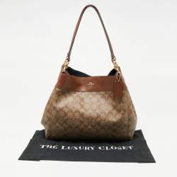 Pre Owned Coach Brown/Beige  Signature Coated Canvas And Leather Edie 31 Bag