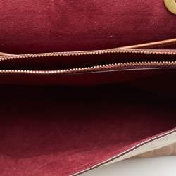 Pre Owned حقيبة كتف كوتش باركر جلد وكانفاس مقوى بالشعار أحمر/بيج