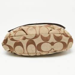 Coach Beige/Dark Brown Signature Canvas and Leather Turnlock Flap Crossbody Bag