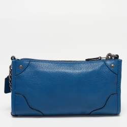 Pre Owned Coach Blue Grain Leather Mickie Crossbody Bag