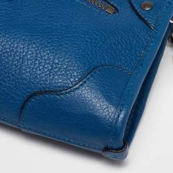 Pre Owned Coach Blue Grain Leather Mickie Crossbody Bag