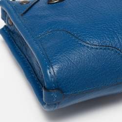 Pre Owned Coach Blue Grain Leather Mickie Crossbody Bag