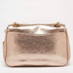 Pre Owned Coach Metallic Rose Gold Leather Cassidy Shoulder Bag