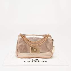 Pre Owned Coach Metallic Rose Gold Leather Cassidy Shoulder Bag