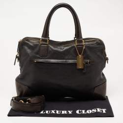 Coach Black/Dark Brown Leather Briefcase Bag