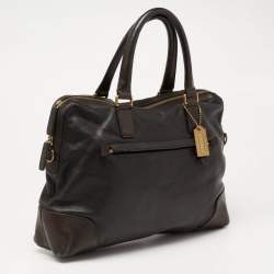 Coach Black/Dark Brown Leather Briefcase Bag