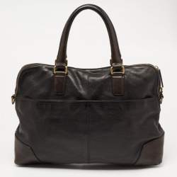 Coach Black/Dark Brown Leather Briefcase Bag