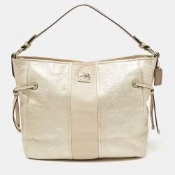Coach Light Gold Leather Side String Shoulder Bag