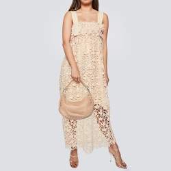 Pre Owned Coach Beige Grained Leather Hobo 