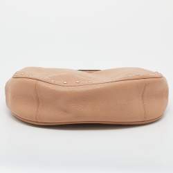 Pre Owned Coach Beige Grained Leather Hobo 