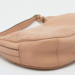 Pre Owned Coach Beige Grained Leather Hobo 