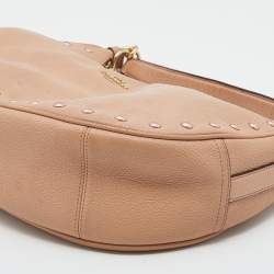 Pre Owned Coach Beige Grained Leather Hobo 