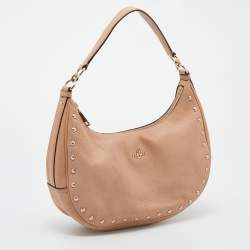 Pre Owned Coach Beige Grained Leather Hobo 
