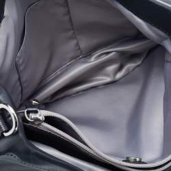 Pre Owned Coach Black Leather and Lizard Embossed Leather Ashley Tote
