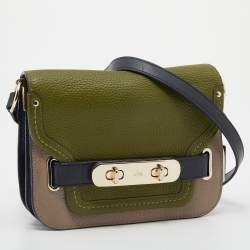 Pre Owned Coach Multicolor Leather Small Swagger Crossbody Flap Bag