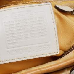 Pre Owned Coach Yellow/White Signature Fabric and Leather Soho Optic Hobo