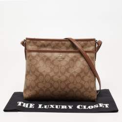 Coach Beige/Brown Signature Coated Canvas and Leather File Messenger Bag