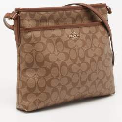 Coach Beige/Brown Signature Coated Canvas and Leather File Messenger Bag