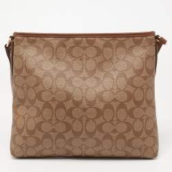Coach Beige/Brown Signature Coated Canvas and Leather File Messenger Bag