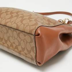 Pre Owned Coach Beige/Tan Coated Canvas and Leather Christie Carryall Shoulder Bag