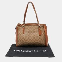 Pre Owned Coach Beige/Tan Coated Canvas and Leather Christie Carryall Shoulder Bag