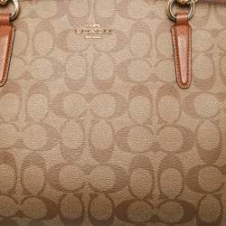 Pre Owned Coach Beige/Tan Coated Canvas and Leather Christie Carryall Shoulder Bag