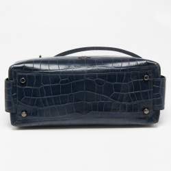 Coach Blue Croc Embossed Leather Large Christie Carryall Satchel  