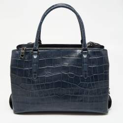 Coach Blue Croc Embossed Leather Large Christie Carryall Satchel  