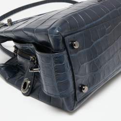 Coach Blue Croc Embossed Leather Large Christie Carryall Satchel  