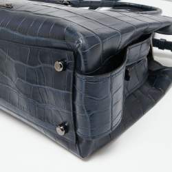 Coach Blue Croc Embossed Leather Large Christie Carryall Satchel  