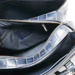 Coach Blue Croc Embossed Leather Large Christie Carryall Satchel  