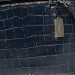 Coach Blue Croc Embossed Leather Large Christie Carryall Satchel  