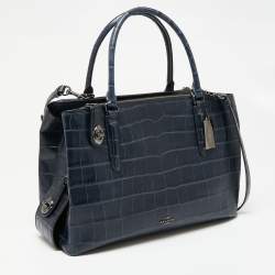 Coach Blue Croc Embossed Leather Large Christie Carryall Satchel  