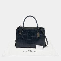 Coach Blue Croc Embossed Leather Large Christie Carryall Satchel  