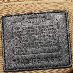 Pre Owned Coach Beige/Dark Brown Signature Canvas and Leather Carly Hobo