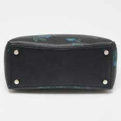 Pre Owned Coach Black Floral Print Coated Canvas and Leather Mini Surrey Carryall Tote