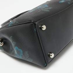 Pre Owned Coach Black Floral Print Coated Canvas and Leather Mini Surrey Carryall Tote