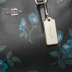 Pre Owned Coach Black Floral Print Coated Canvas and Leather Mini Surrey Carryall Tote