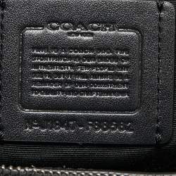 Pre Owned Coach Black Floral Print Coated Canvas and Leather Mini Surrey Carryall Tote