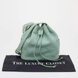 Coach Blue Pebbled Leather Drawstring Bucket Bag